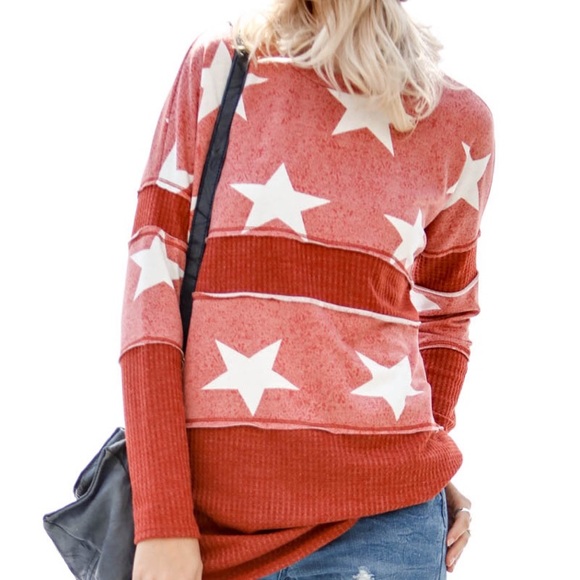 Rust Star Reversed Stitch Top - Picture 2 of 8